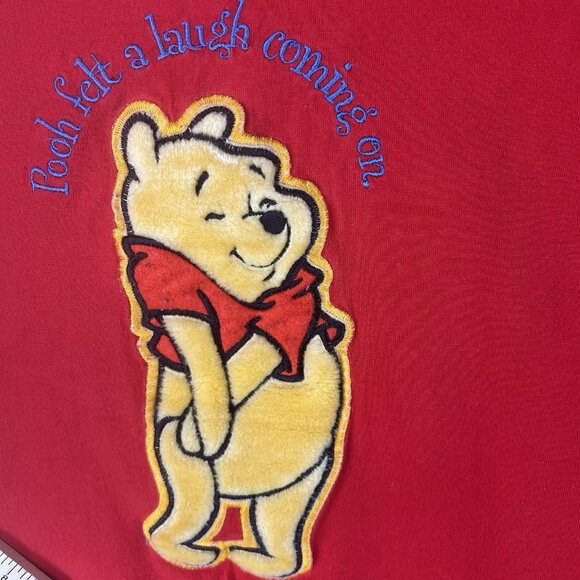 VTG 90s Disney Winnie The Pooh T Shirt XL Red Embroidered Soft Pooh Graphic - Picture 3 of 7